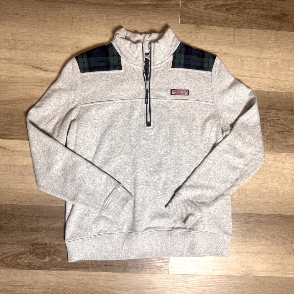VINEYARD VINES Quarter Zip Gray and Plaid Medium